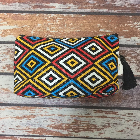 🌺Beautiful Textured Geometric Print Cosmetic Bag - Picture 2 of 4